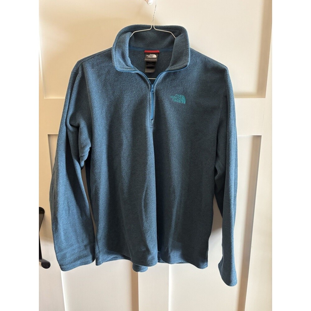 The North Face Mens M Teal Blue Fleece 1/4 Zip Pullover Outdoor Hiking Jacket